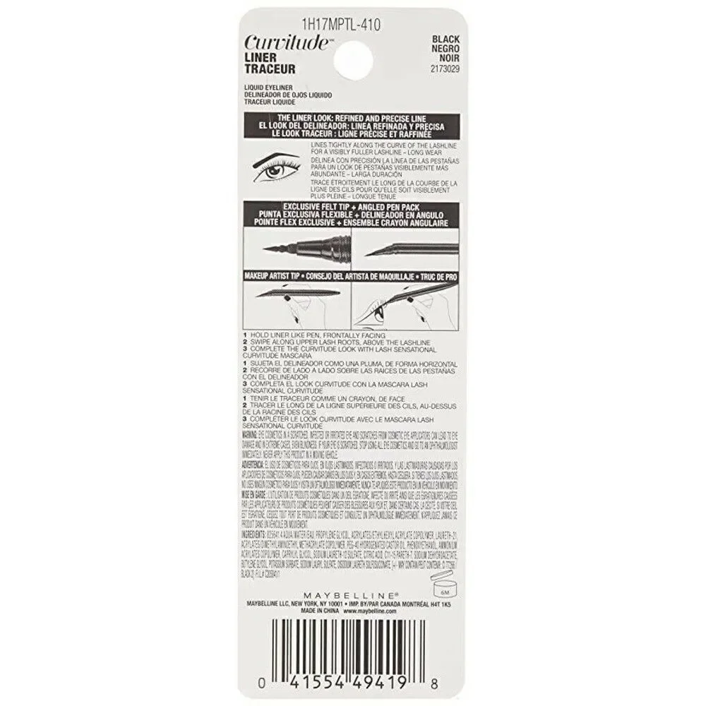 #410 Black Maybelline Curvitude Eyeliner 0.027 oz.